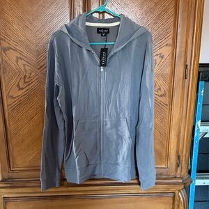 Velvet by Graham & Spencer Gray Full-Zip Hooded Sweatshirt size Medium